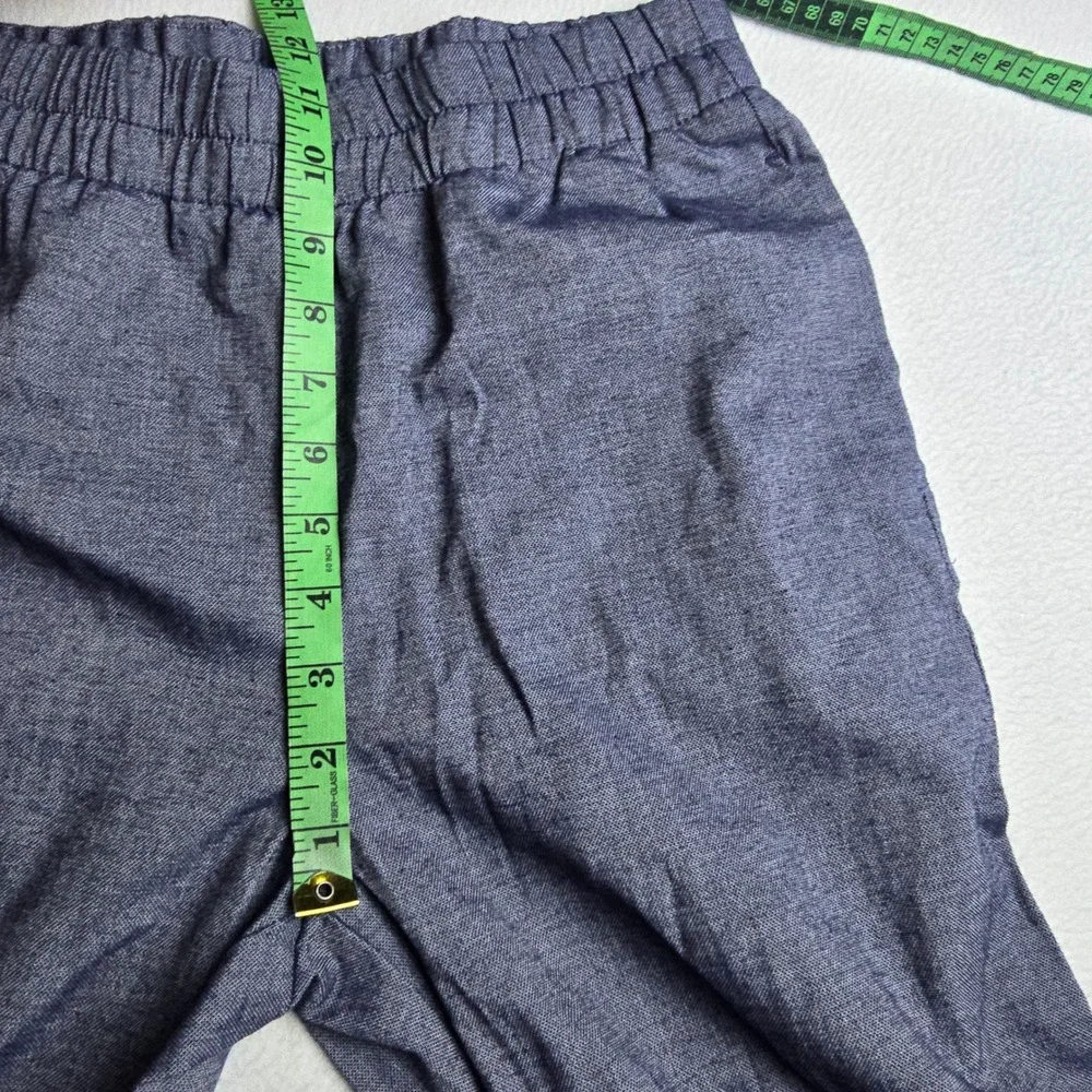 Zara Blue High Waisted Elastic Waist Cuffed‎ Straight Leg Pants Womens Small